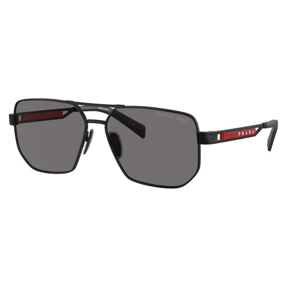 New PRADA LINEA ROSSA Black Polarised Aviator SPS 51ZS 1BO-02G Sunglasses Women - Picture 1 of 6
